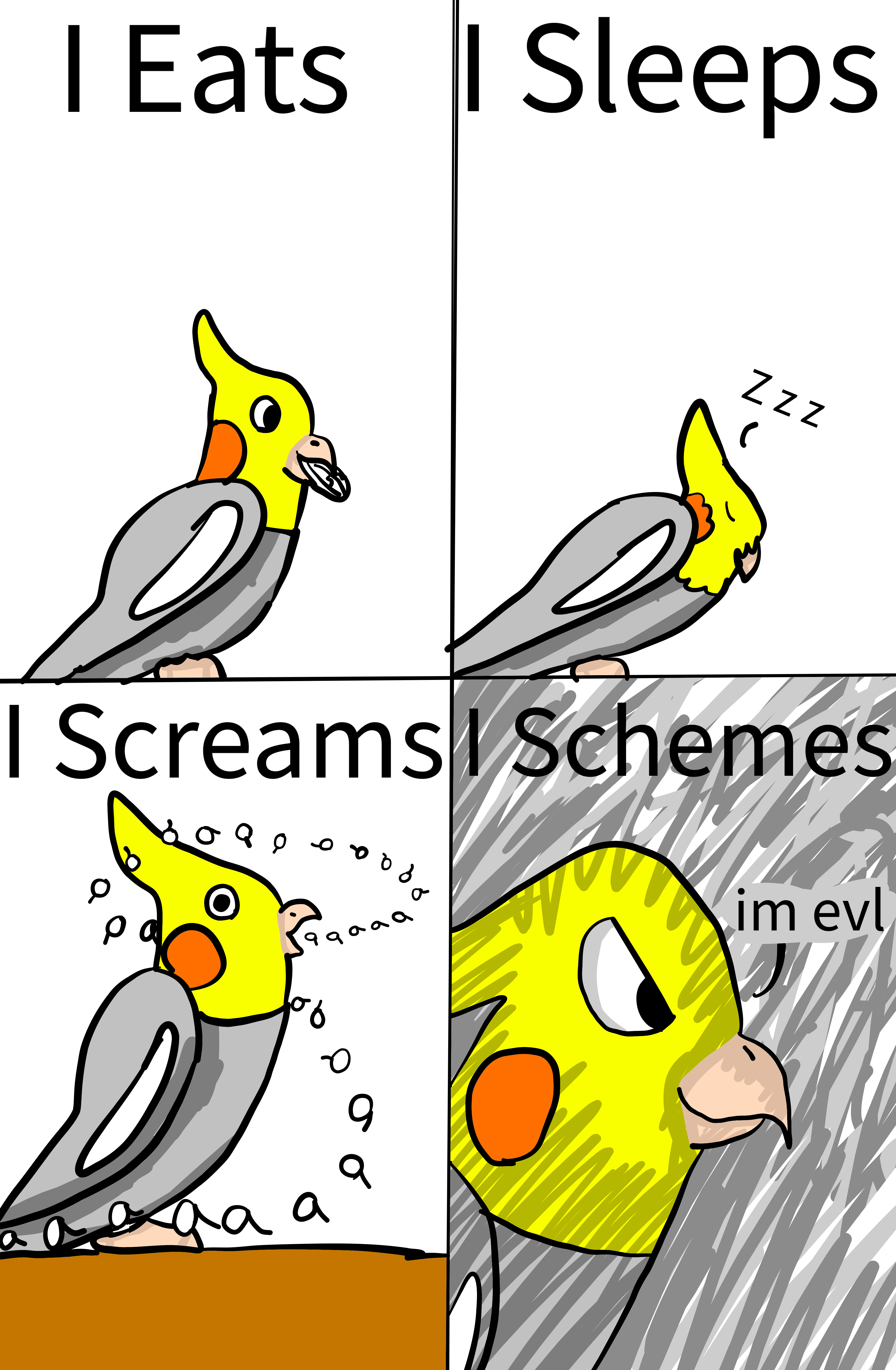 Carl schemes about something.
